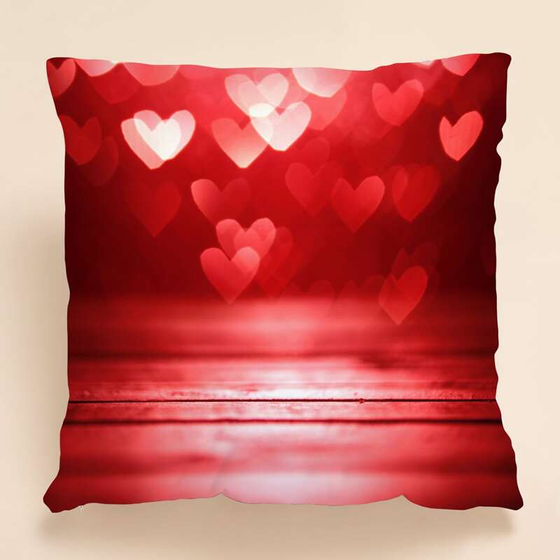 

Heart Print Cushion Cover Without Filler, Red