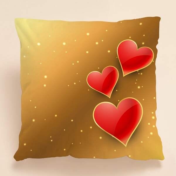 

Heart Print Cushion Cover Without Filler, Multicolor