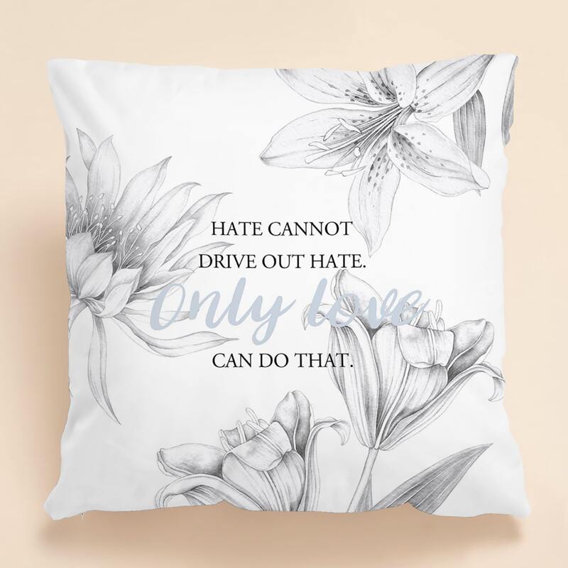 

Floral & Slogan Print Cushion Cover Without Filler, Multicolor
