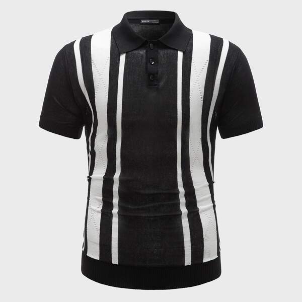 

Men Colorblock Short Sleeve Sweater, Black and white