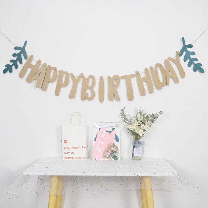 

1pc Birthday Decoration Pull Flag, Khaki