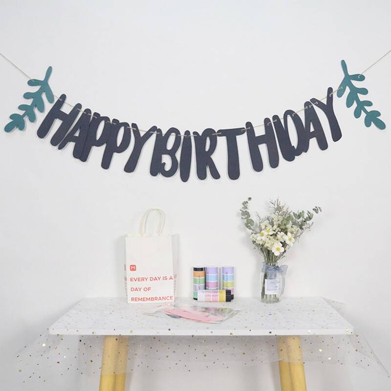 

1pc Birthday Decoration Pull Flag, Black