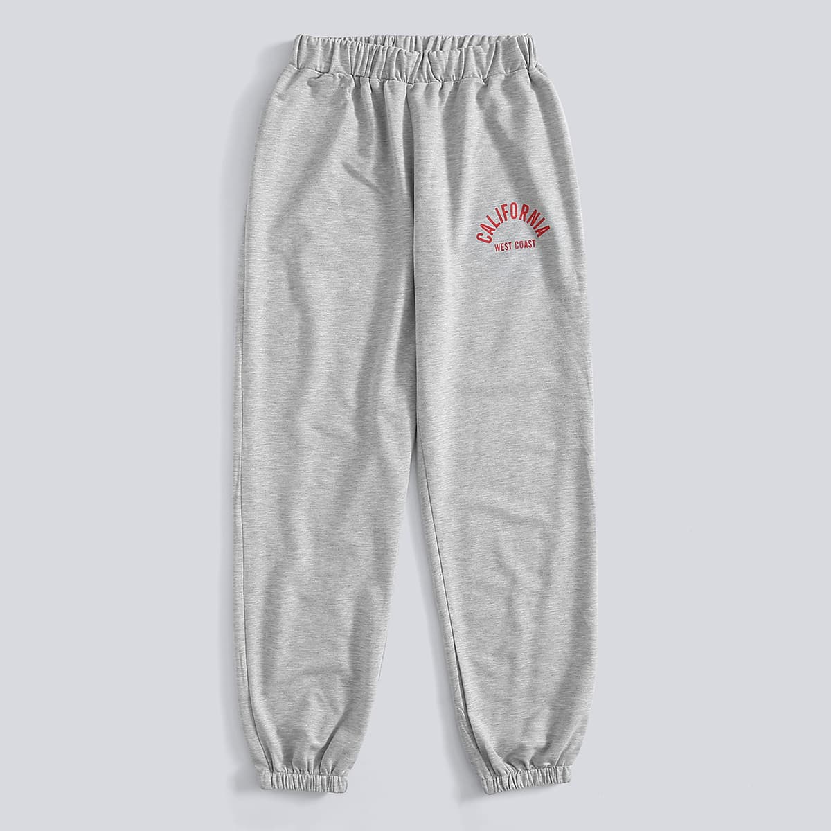 

Letter Elastic Waist Sweatpants, Light grey