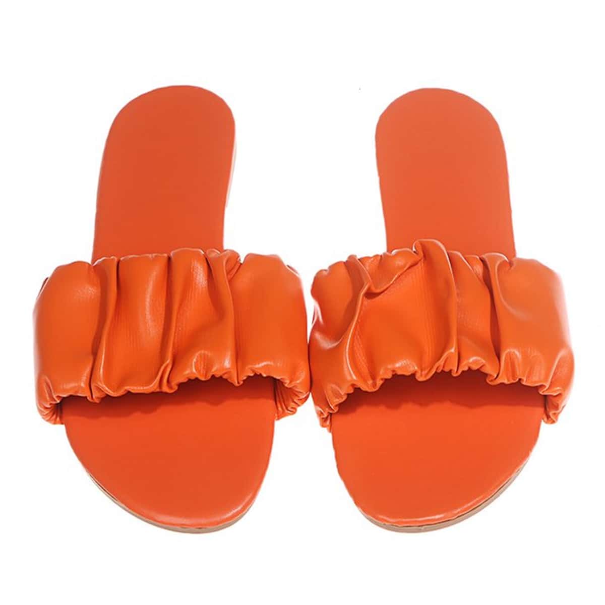 

Solid Ruched Band Slides, Orange