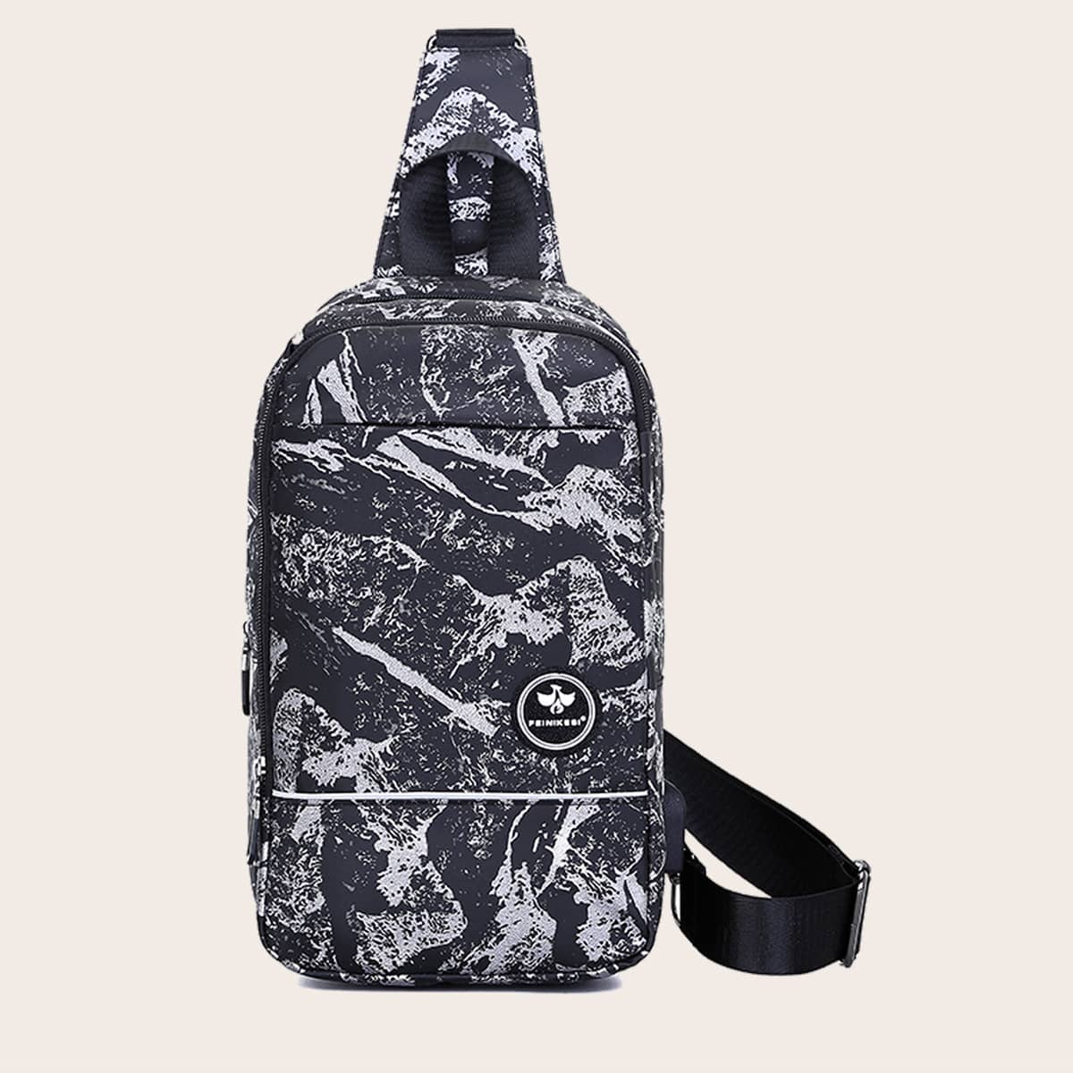 

Guys Letter Patch Sling Bag, Black