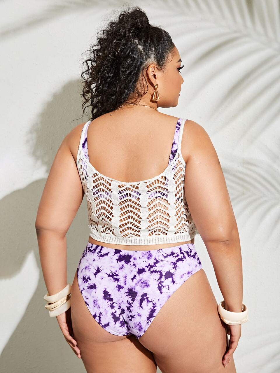 Plus Size 3packs Tie Dye Bikini Set & Top Summer Beach