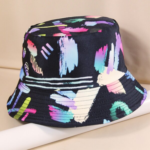 

Men Graphic Reversible Bucket Hat, Black