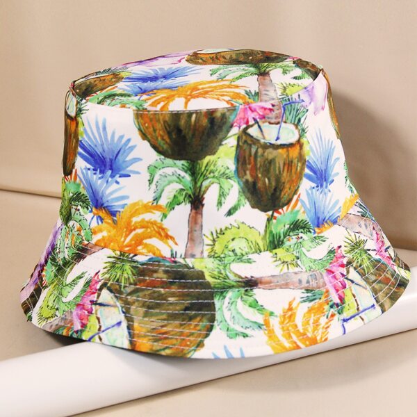 

Men Tropical Print Reversible Bucket Hat, Multicolor