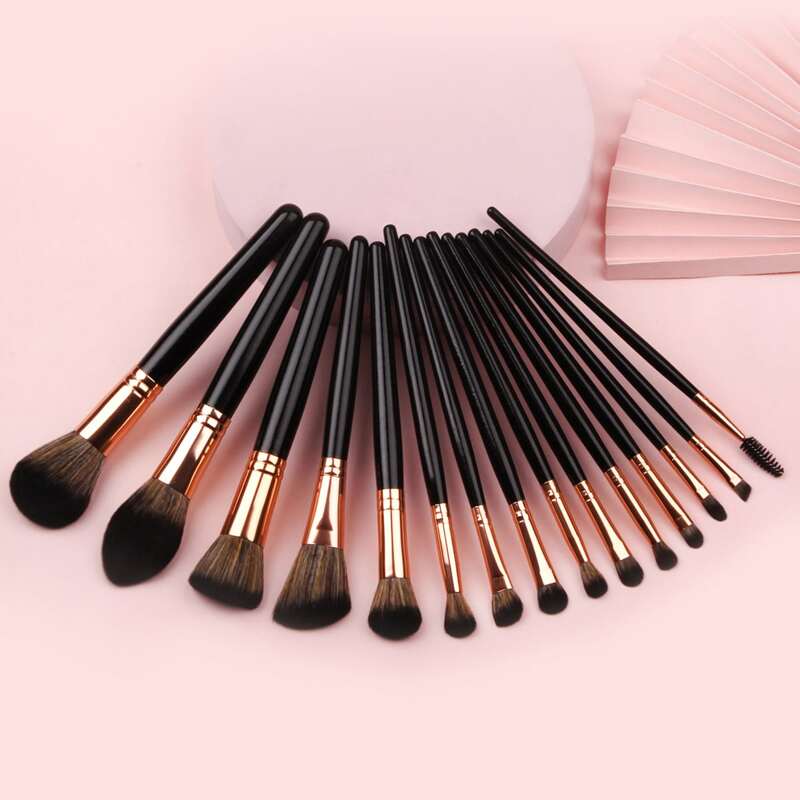 15pcs Makeup Brush Set, Black