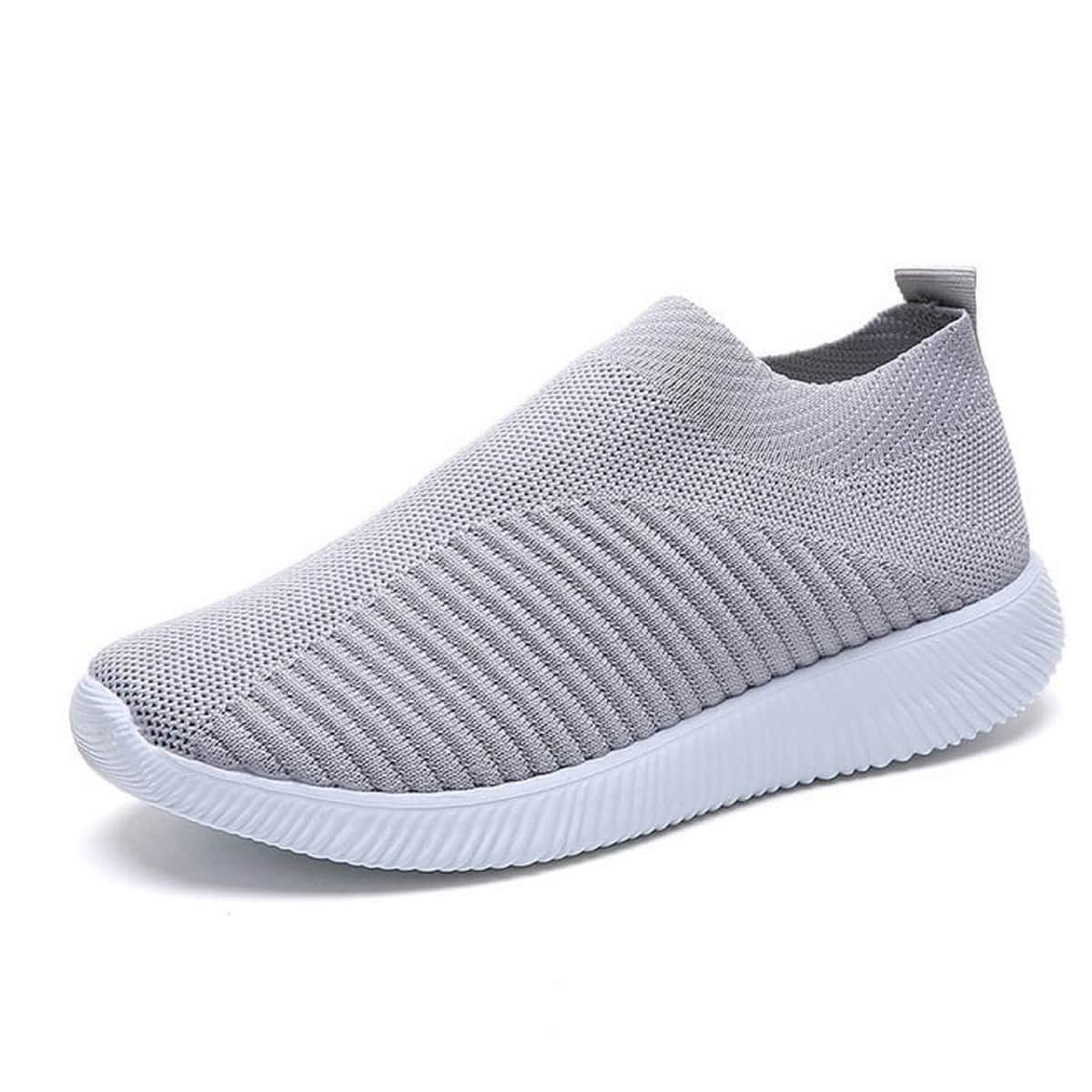 

Solid Slip On Knit Sneakers, Grey
