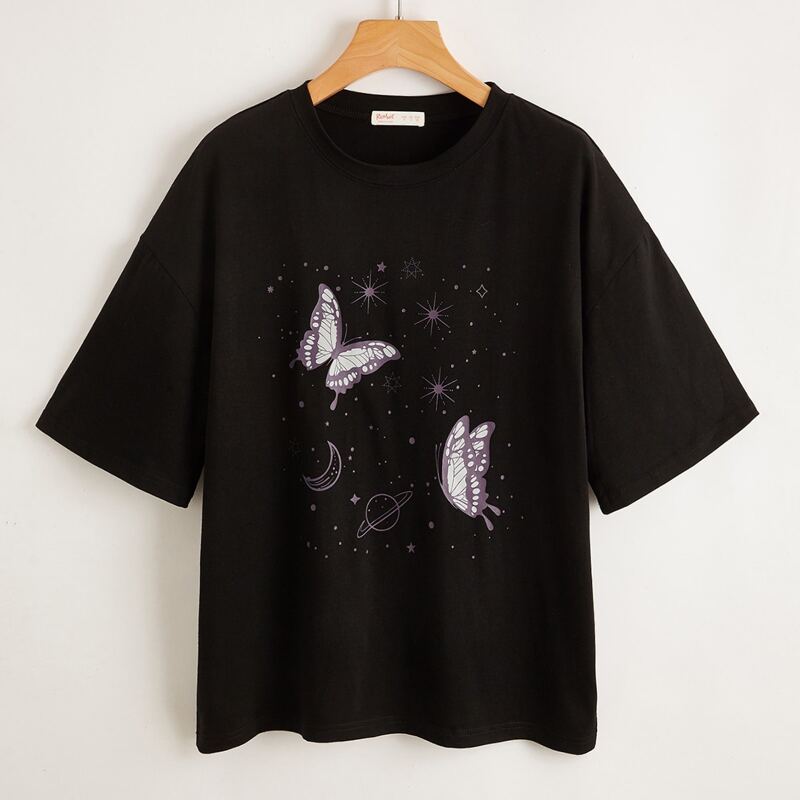 

Butterfly Pattern Tee, Black