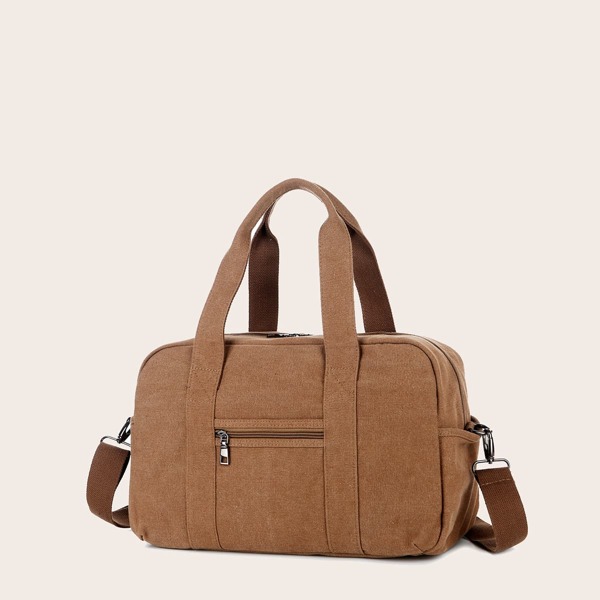 

Zip Front Tote Bag, Brown