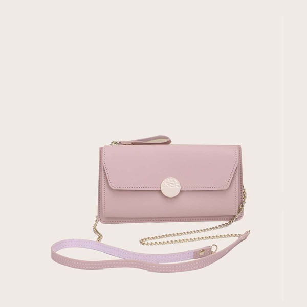 

Pocket Front Crossbody Bag With Wristlet, Pink
