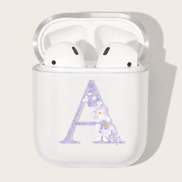 

Letter Graphic Clear Airpods Case, Lilac purple
