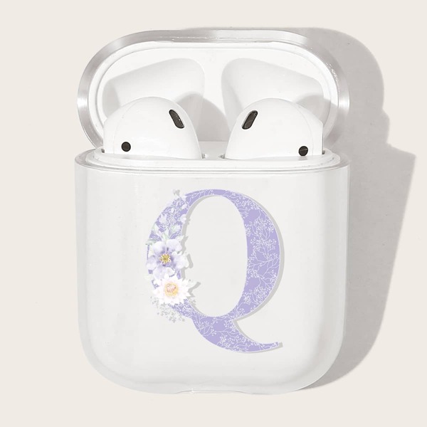 

Прозрачный чехол для Airpods с текстовым принтом, Лиловый фиолетовый
