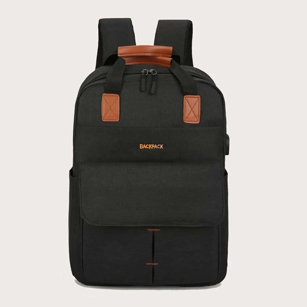 

Men Large Capacity Pocket Front Backpack, Black