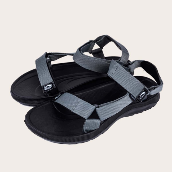 

Open Toe Velcro Strap Sport Sandals, Grey