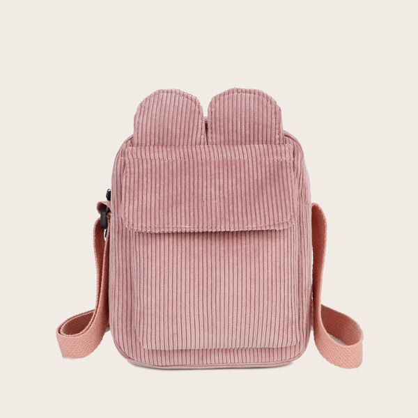 

Ear Decor Pocket Front Crossbody Bag, Pink