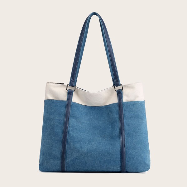 

Two Tone Canvas Tote Bag, Blue
