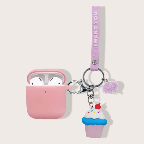 

Cupcake Pendant Silicone Airpods Case, Baby pink