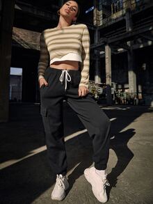 SHEIN Unity Áo thun Sọc Giải trí - Nhiều màu - Xem 4