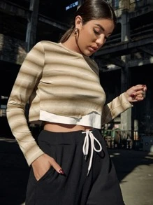 SHEIN Unity Áo thun Sọc Giải trí - Nhiều màu - Xem 5
