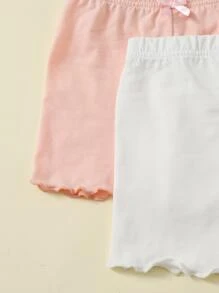 SHEIN 少女4入組莴苣邊蝴蝶結前綁帶短褲 - 彩色 - 查看 3