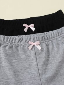 SHEIN 少女4入組莴苣邊蝴蝶結前綁帶短褲 - 彩色 - 查看 4