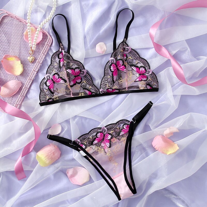 

Lace Butterfly Lingerie Set, Multicolor