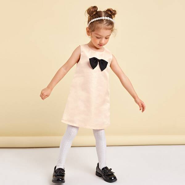 

Toddler Girls Bow Front Tunic Dress, Pastel baby pink