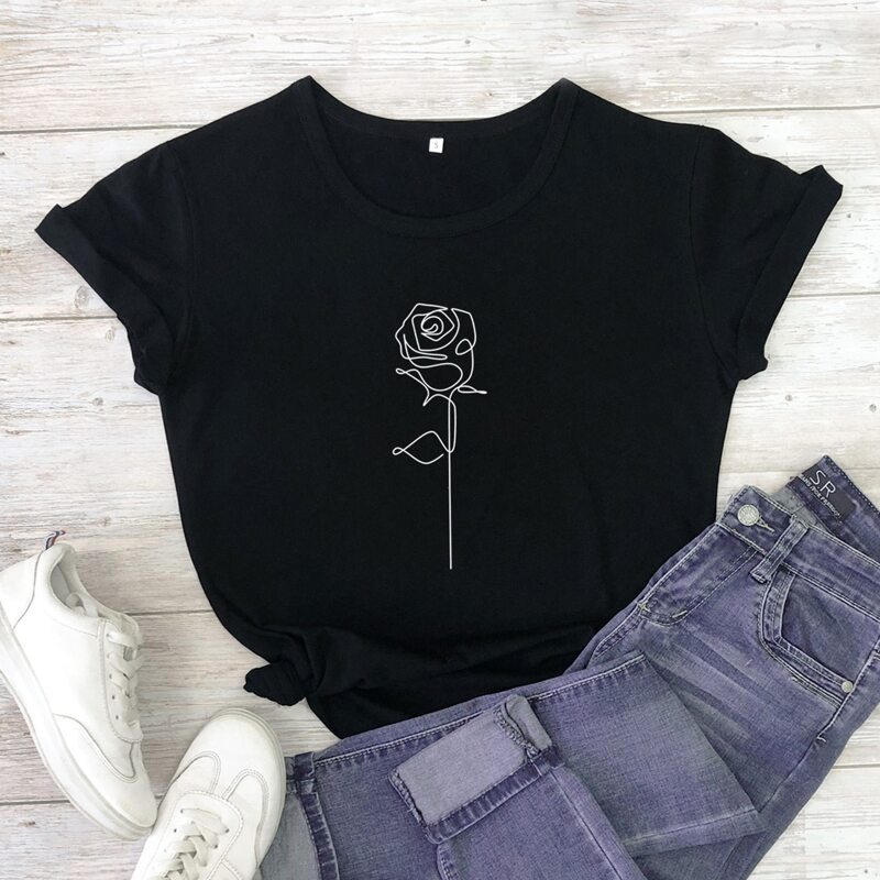 

Floral Print Tee, Black