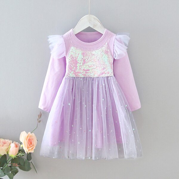 

Контрастные блестки Очаровательный Нарядное платье для маленьких девочек, Пурпурный