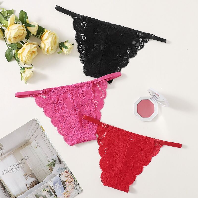 

3pack Floral Lace Thong Panty Set, Multicolor