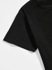 Vincenttrinidadart ROMWE MEN 男式猫咪图案背面印花 T 恤，学校 - 黑色 - 查看 4