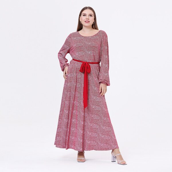 

Plus Allover Print A-line Dress, Multicolor