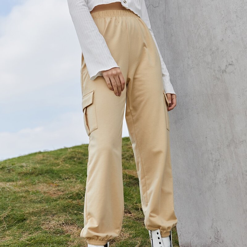

Solid Cargo Pants, Khaki