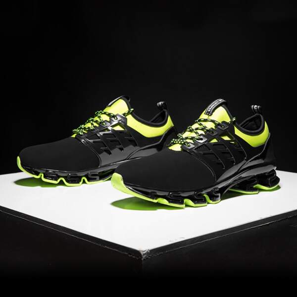 

Men Lace-up Decor Color Block Sneakers, Green