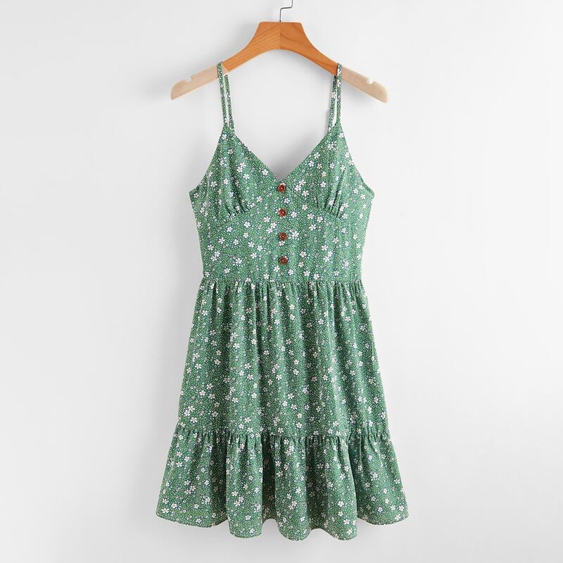

Ditsy Floral Cami Dress, Green