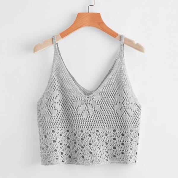 

Solid Crop Cover Up Top, Light grey