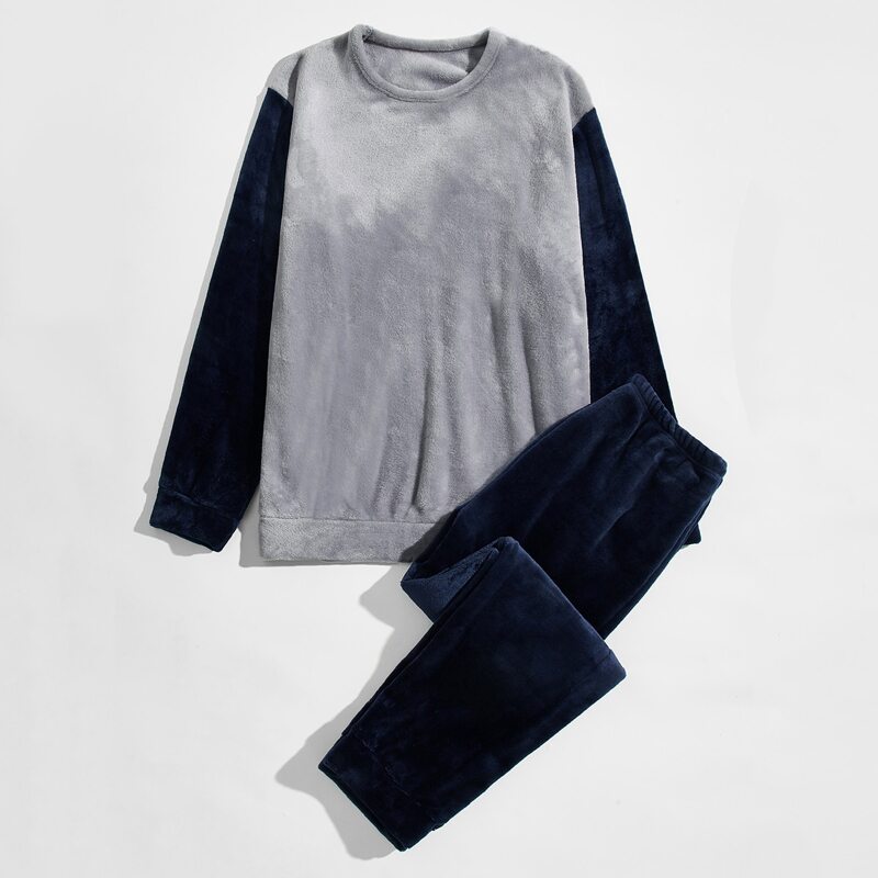 

Guys Flannel Colorblock PJ Set, Multicolor