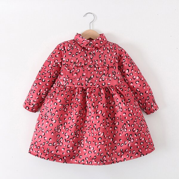

Toddler Girls All Over Print Flap Pocket Smock Dress, Watermelon pink