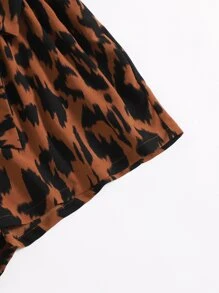 SHEIN Privé All Over Print Belted Shorts - Multicolor - View 4