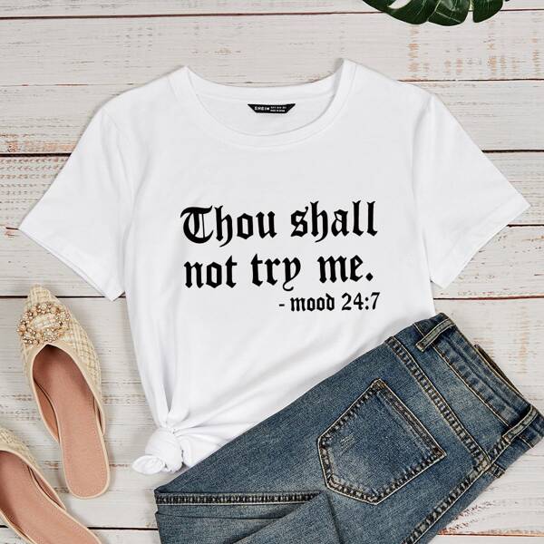 

Slogan Graphic Crew Neck Tee, White