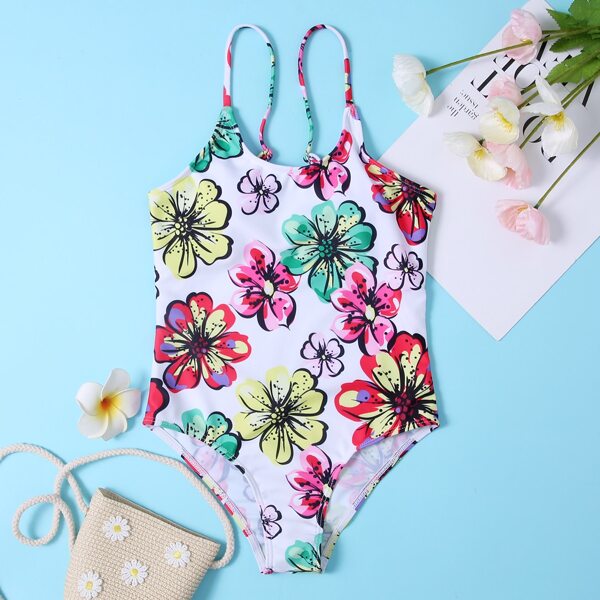 

Girls Floral One Piece Swimsuit, Multicolor