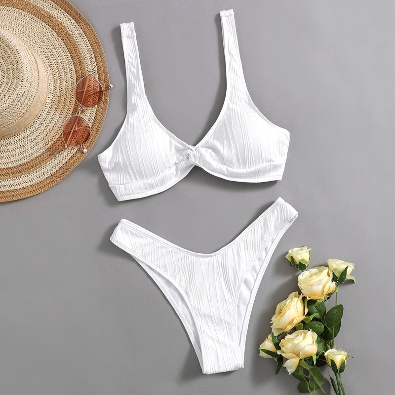 

Twist High Cut Bikini Swimsuit, White