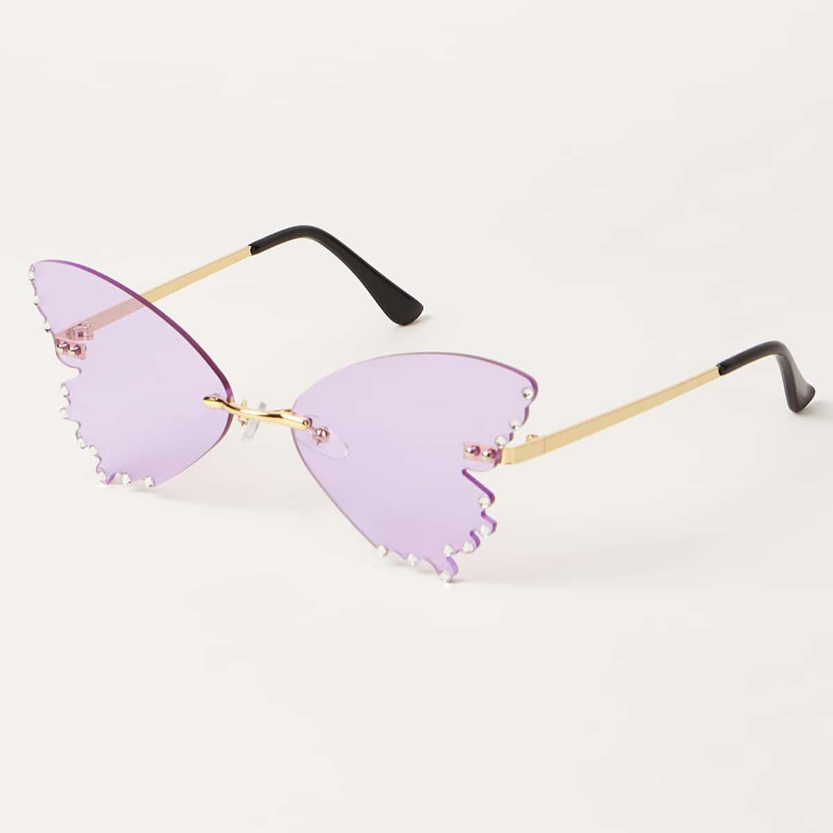 

Rhinestone Rimless Butterfly Frame Sunglasses