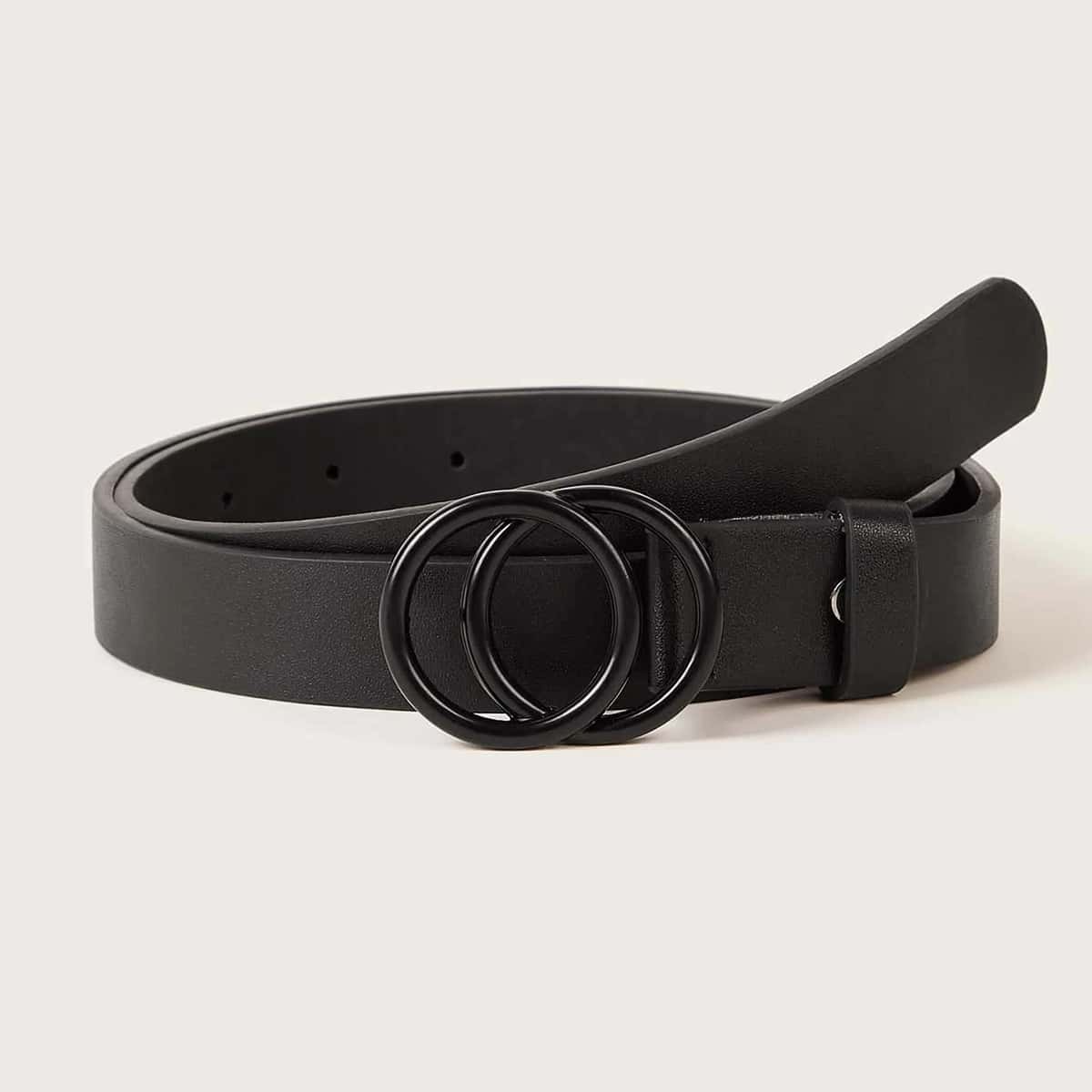 

Double Ring Buckle Belt, Black