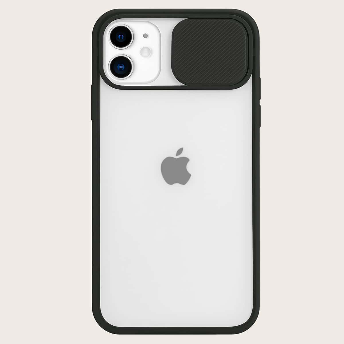 

Contrast Frame Slide Camera Cover iPhone Case, Black