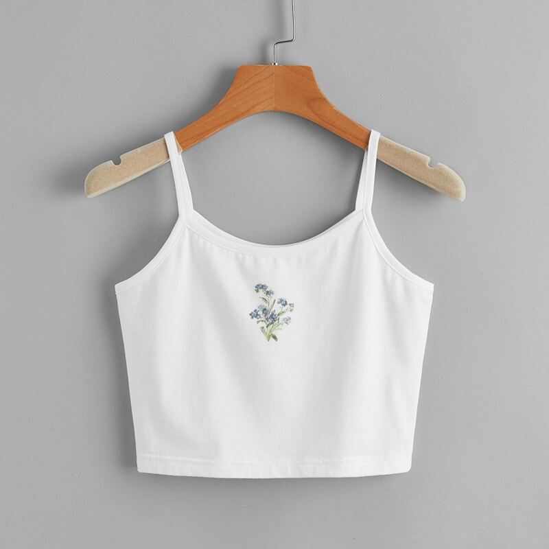 

Floral Print Crop Cami, White