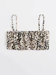 SHEIN WYWH 抽褶胸斑點吊帶短版上衣 - 彩色 - 查看 3